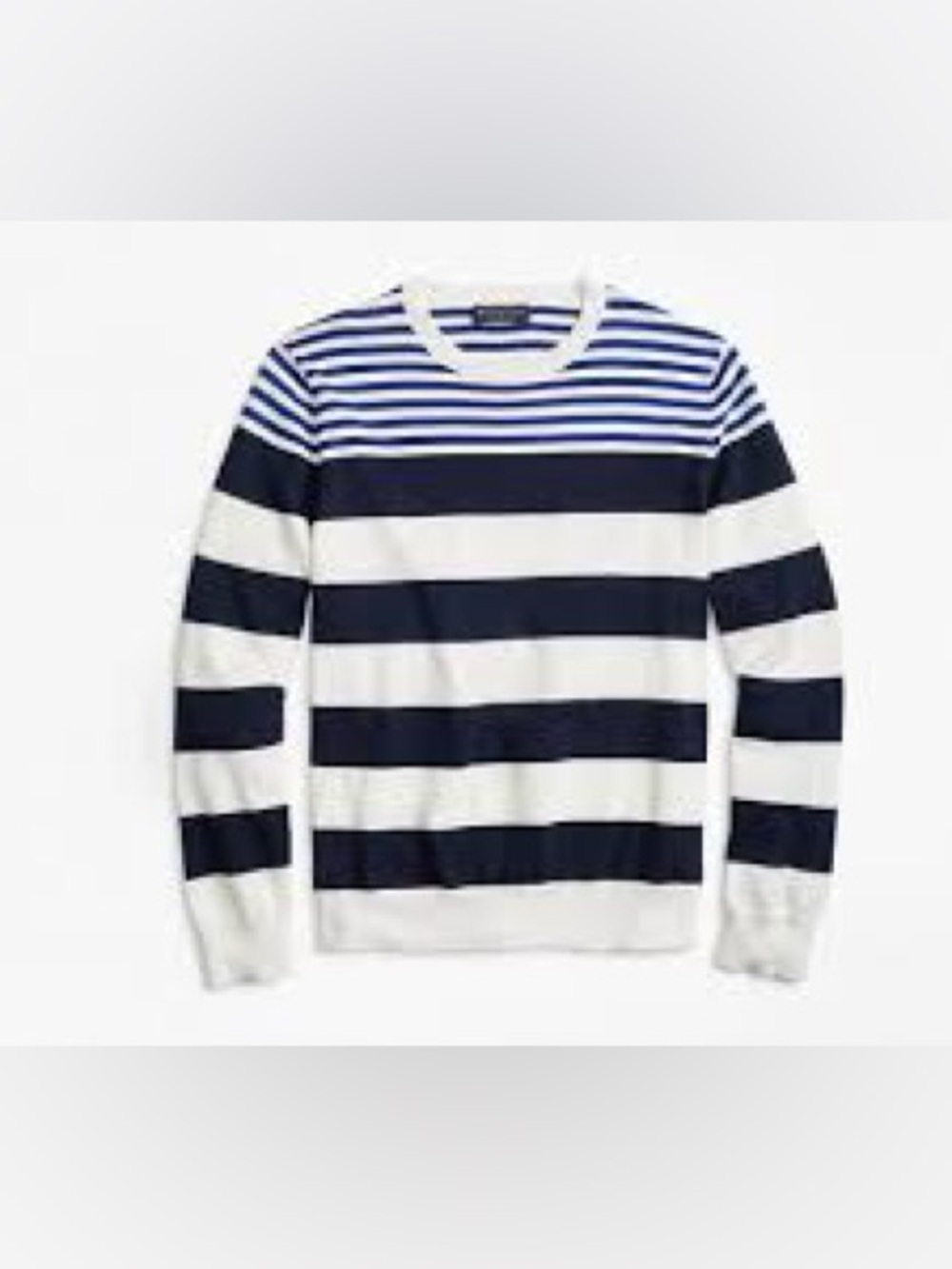 Brooks Brothers Navy and White Striped Crewneck Sweater Medium